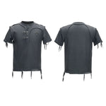 Distressed Rib Texture Henley Tee