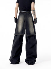 【25s Apr.】Vintage Deconstructed Distressed Rivet Jeans