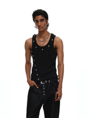 【26s May】Asymmetric Button Deconstructed Slim Tank Top
