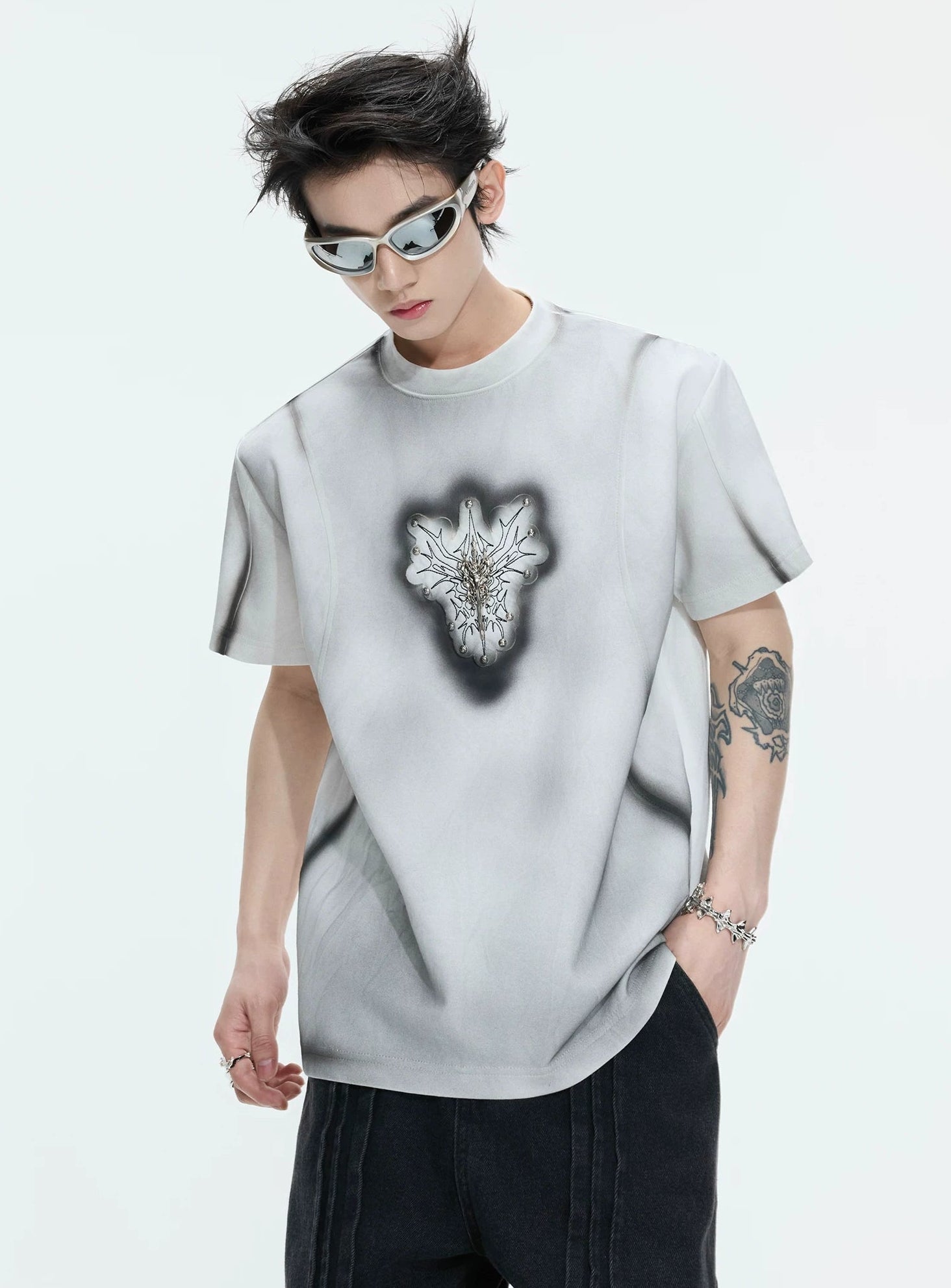 Hand-Painted Gradient Shoulder Tee