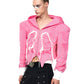 【25s Sep.】Irregular Cropped Zip-Up Hoodie with Shoulder Pads