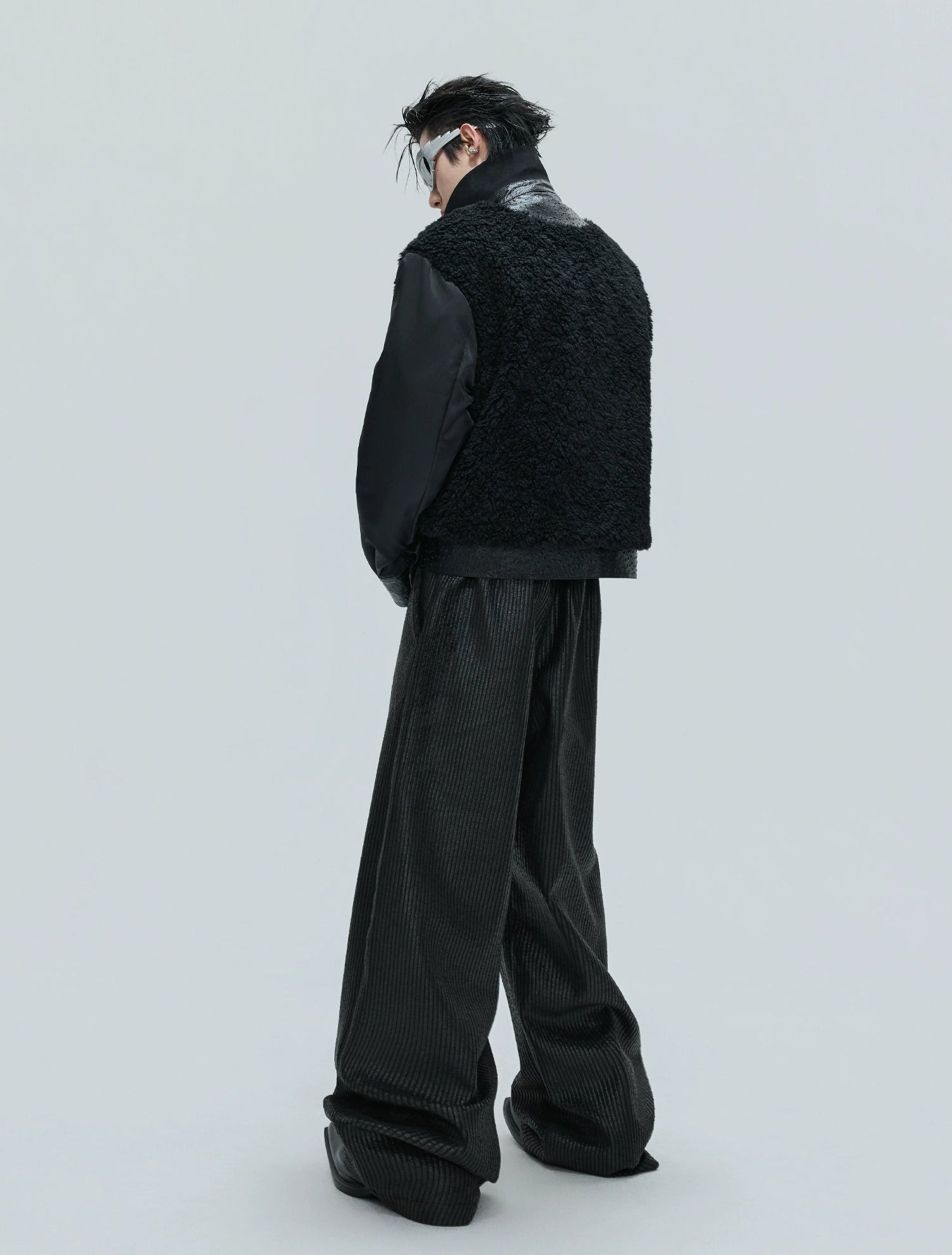 【25s Nov.】Ostrich Leather Aircraft Button Plush Leather Jacket