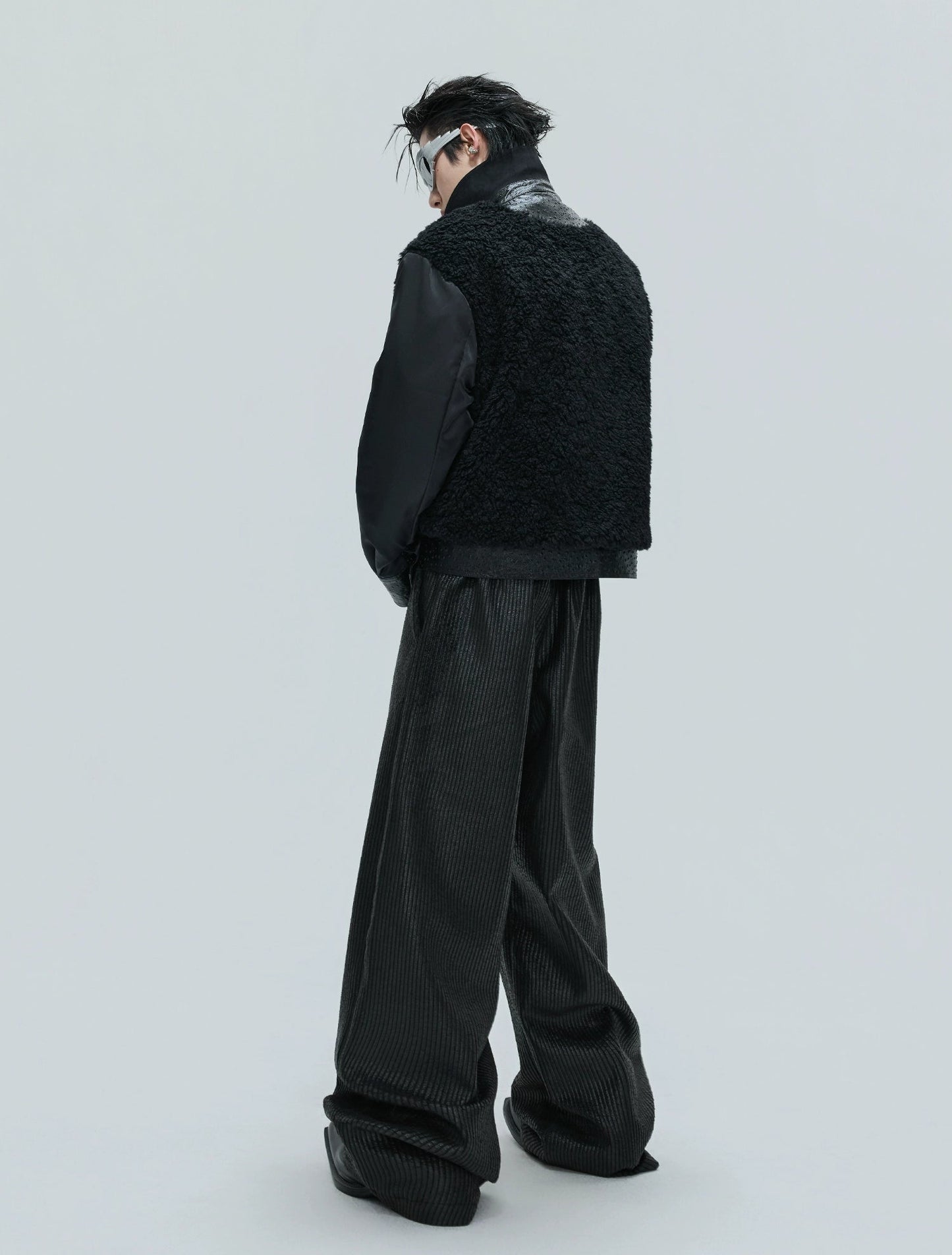 【25s Nov.】Ostrich Leather Aircraft Button Plush Leather Jacket