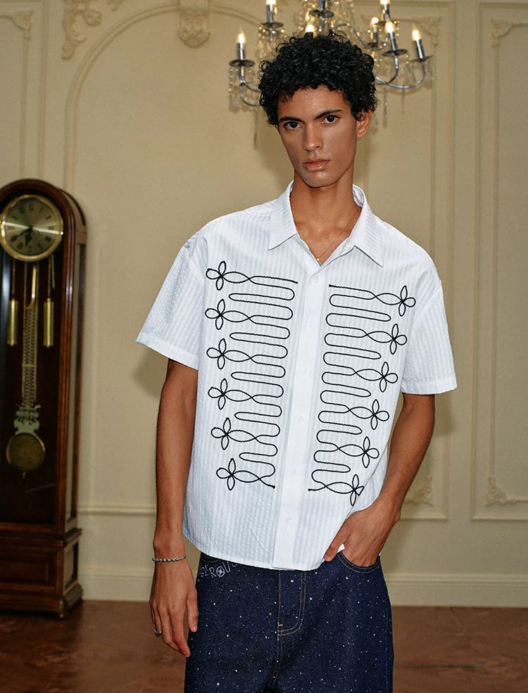 Royal Rope Tie Short Sleeve Shirt
