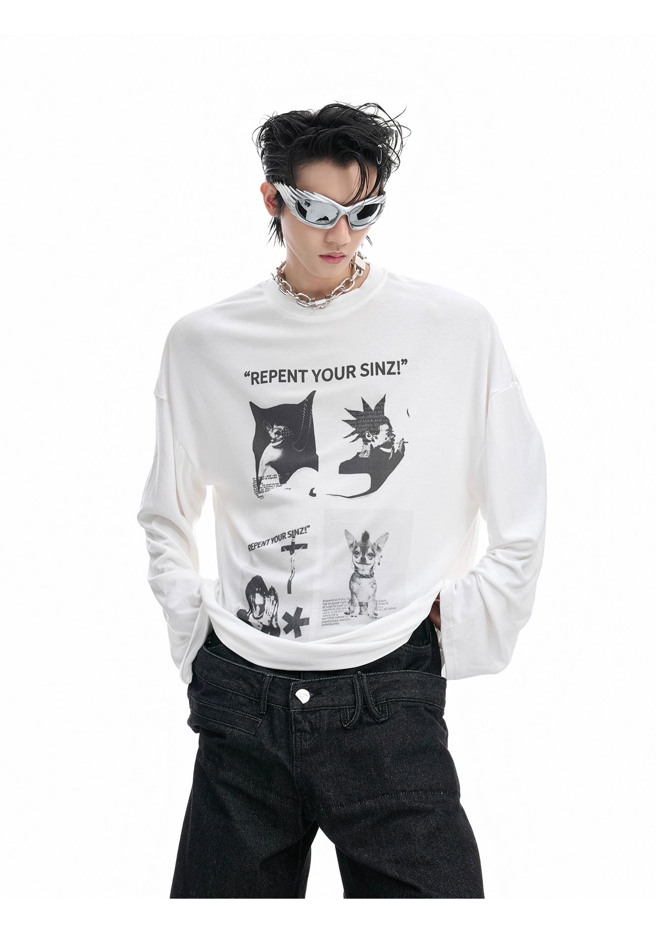 【25s Aug.】Artistic Pattern Loose Fit High Elasticity Long Sleeves