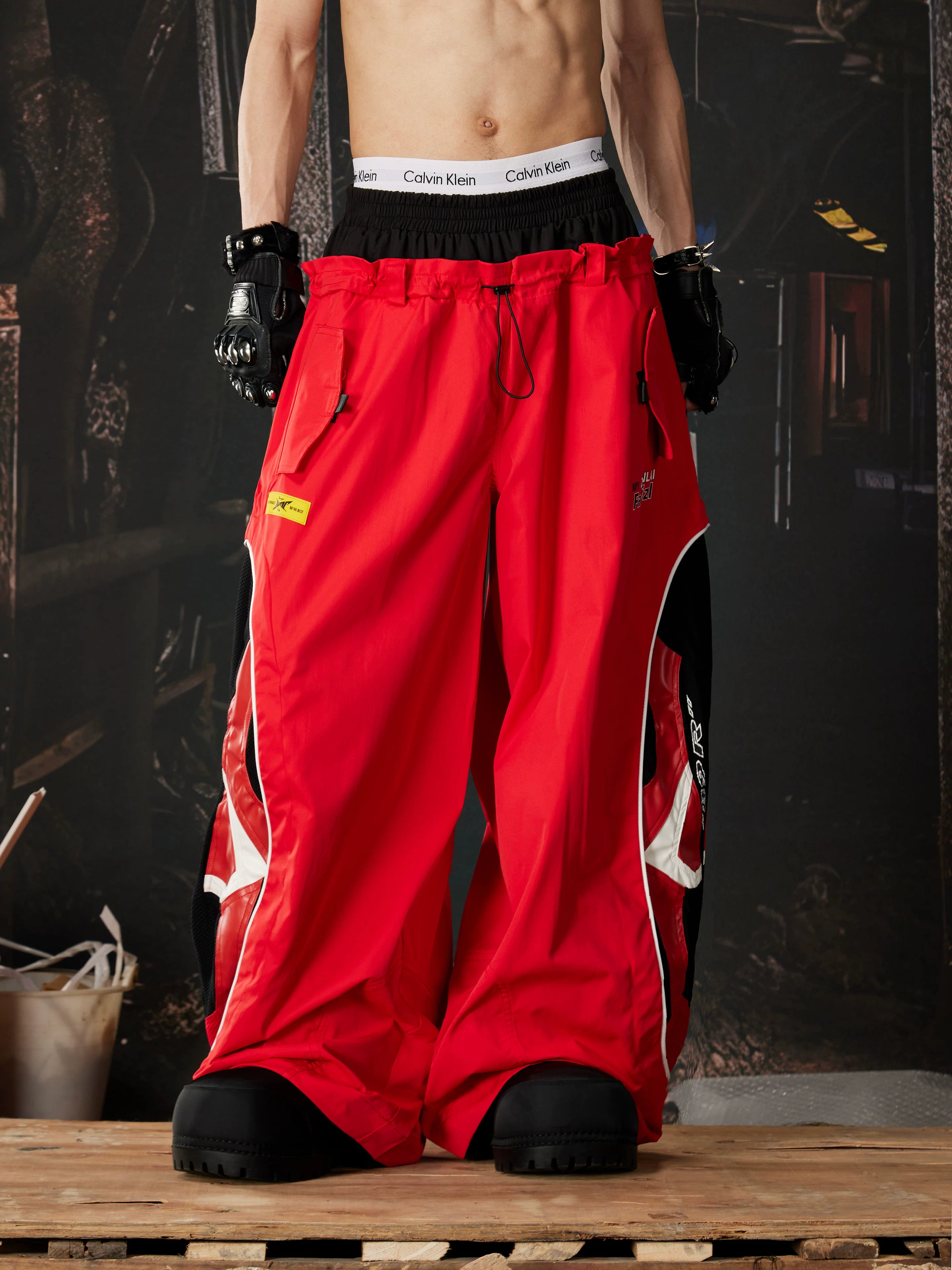 Deconstructed Racing Mesh Leather Pants