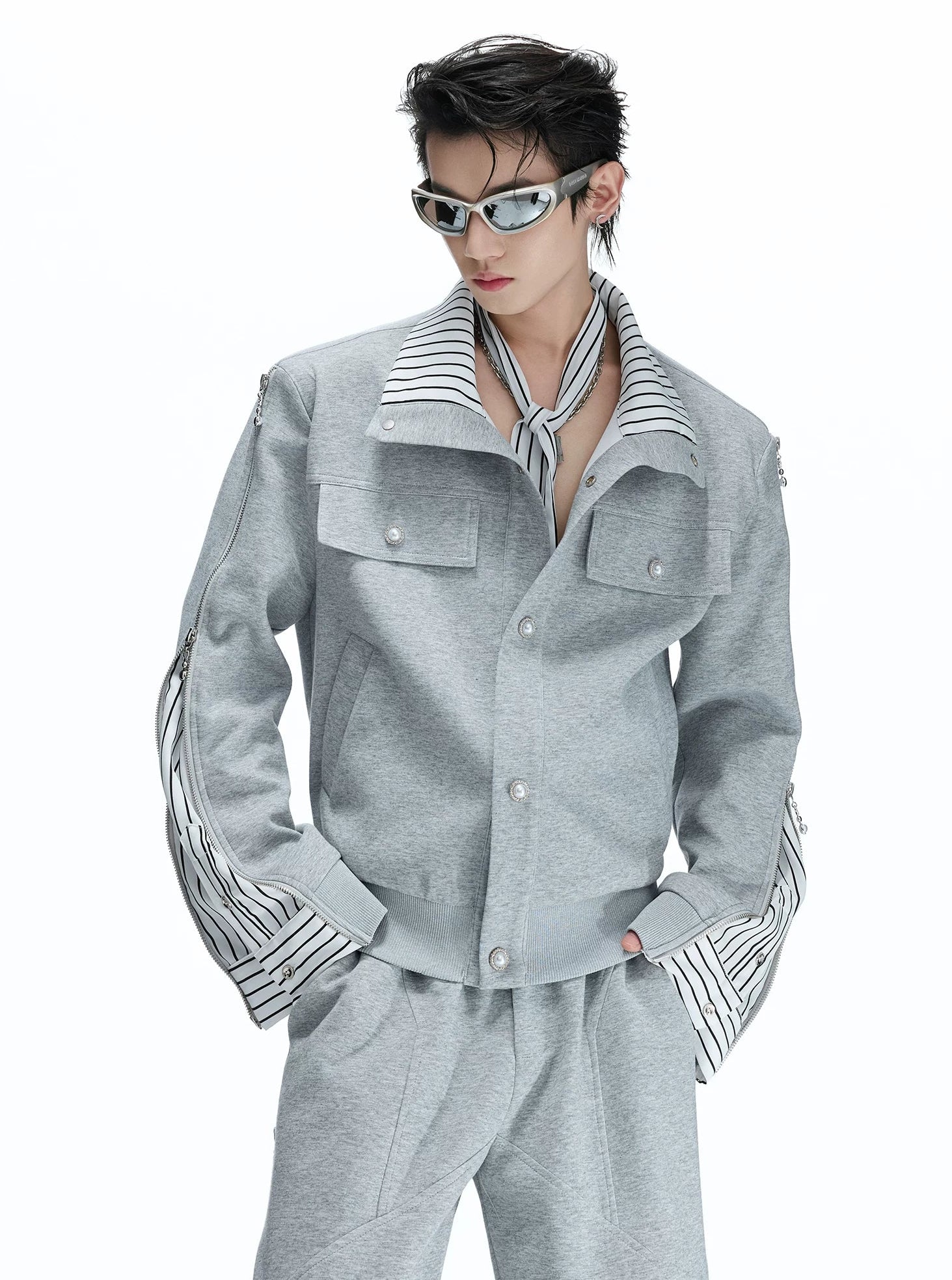 Striped Ribbon Layered Track Top / Pants