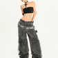 【25s Oct.】Punk Heavy-duty Raw-edge Washed Distressed Jeans