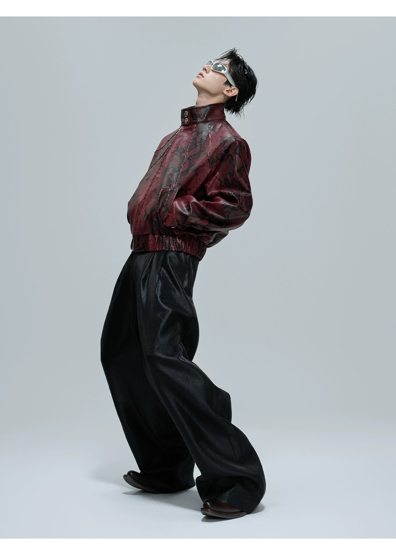 Python Textured Leather Fashion Jacket