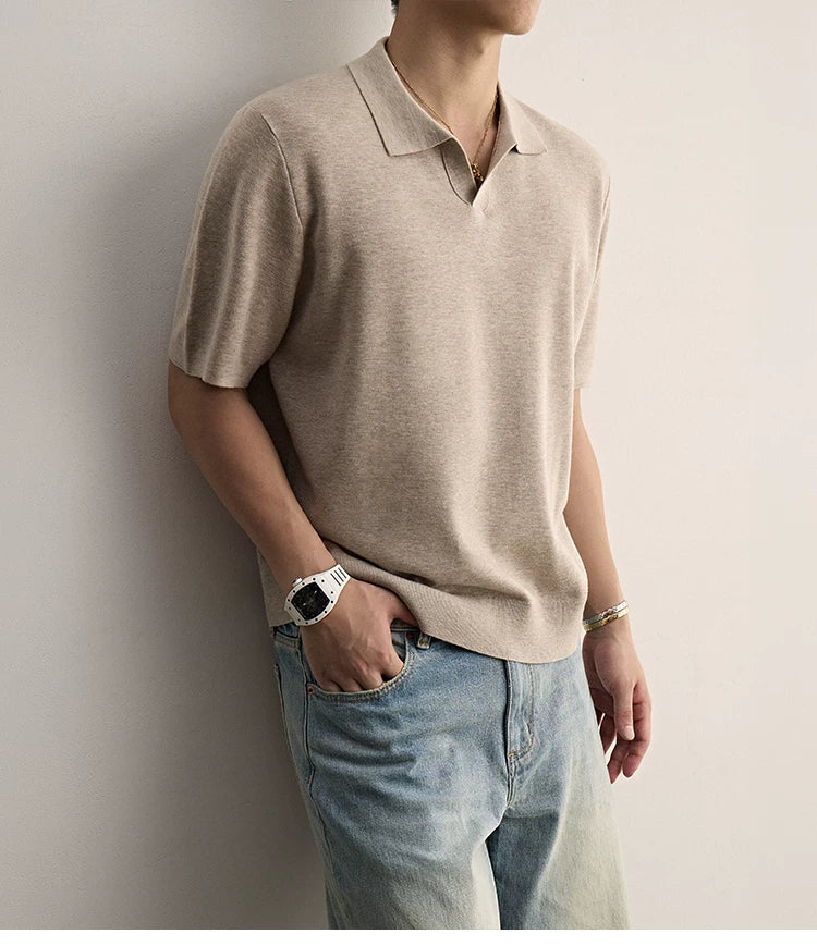 Ice Silk Knit Polo Shirt