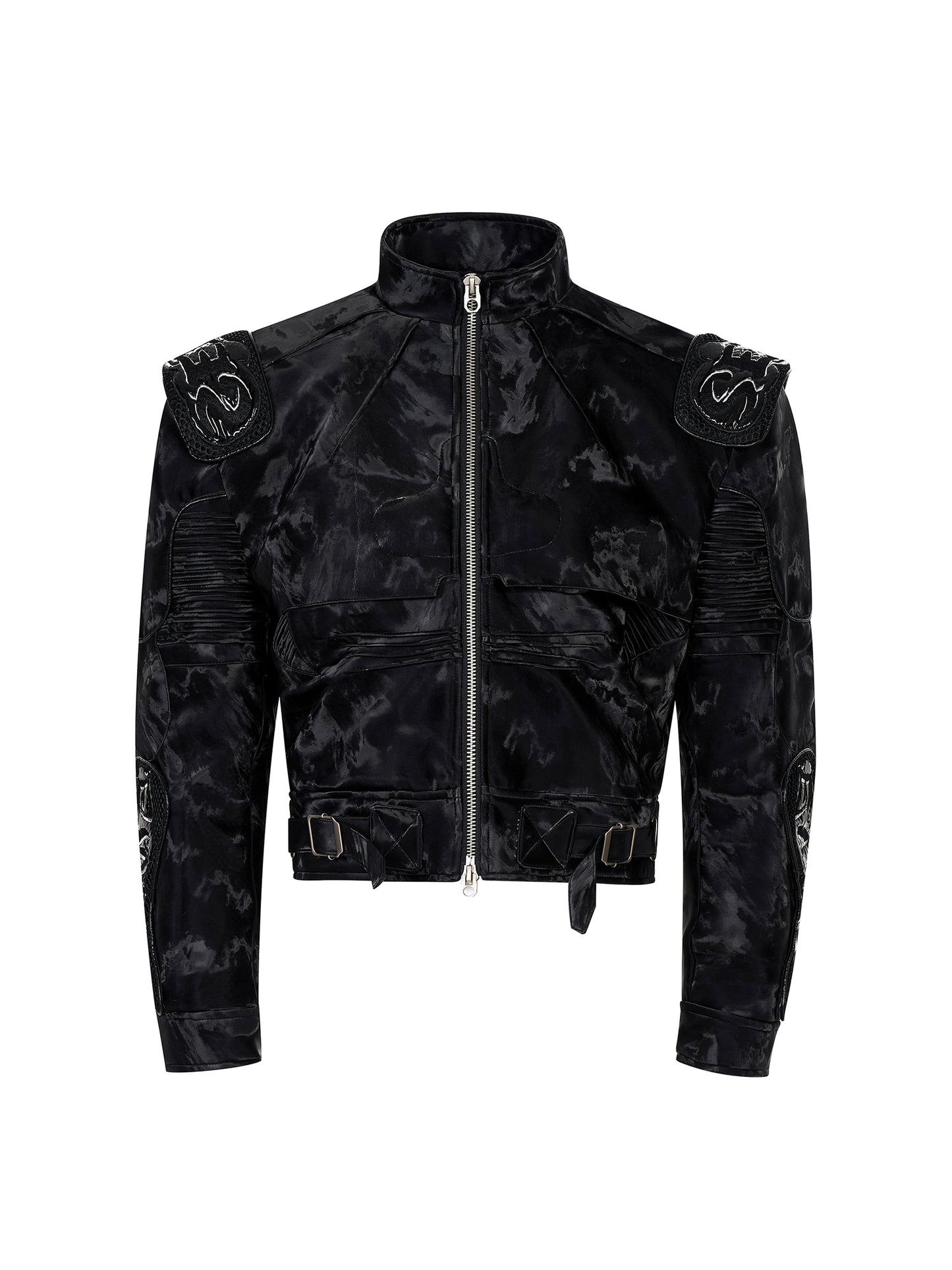 【25s Dec.】Cyberpunk Embroidered Motorcycle Leather Jacket