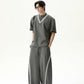 【25s Aug.】Cleanfit Color-Block Tee & Striped Oversized Track Pants Set