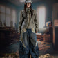 Deconstructed Patchwork Stand-up Collar Rubbed Distressed Jacket