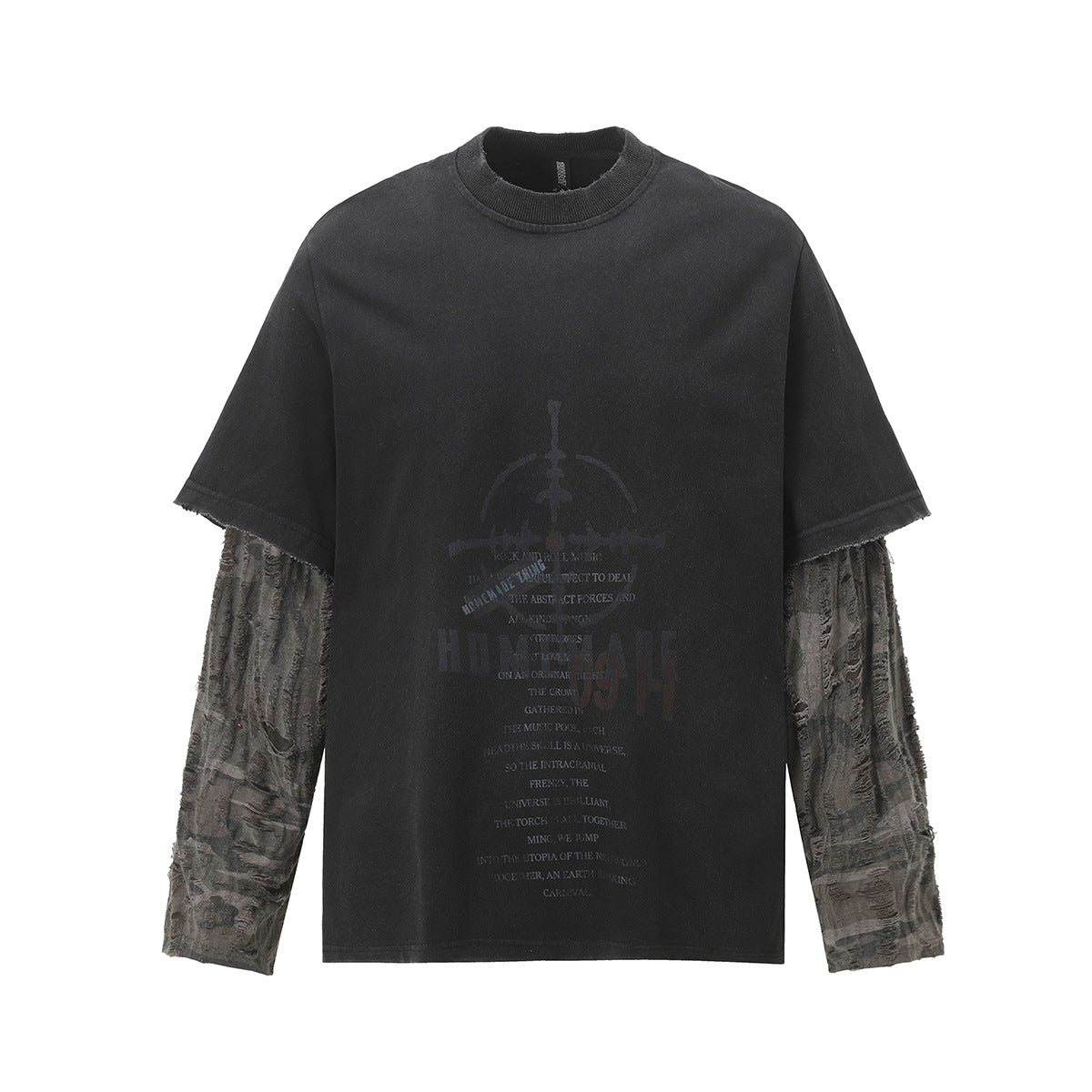 Layered Distressed Washed Long Sleeve Tee