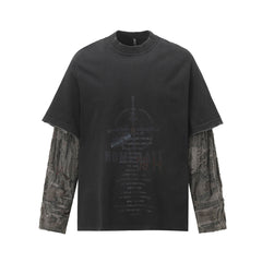 Layered Distressed Washed Long Sleeve Tee