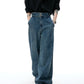 【25s Aug.】Washed Distressed Draped Ribbon Loose-Fit Jeans