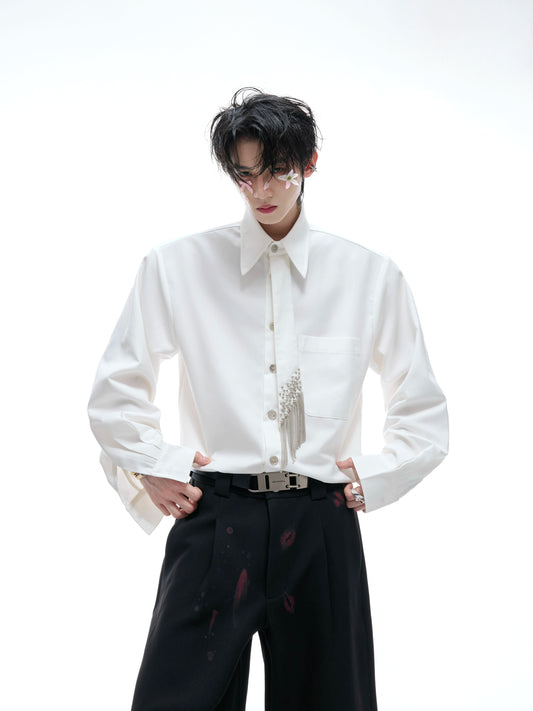 【25s Aug.】Tie-stitched Shoulder-padded Shirt