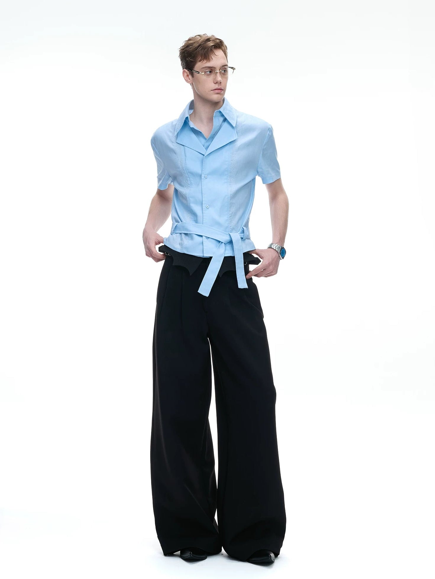 Layered Embroidered Linen Shirt