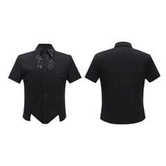 Structured Stand Collar Asymmetric Shirt