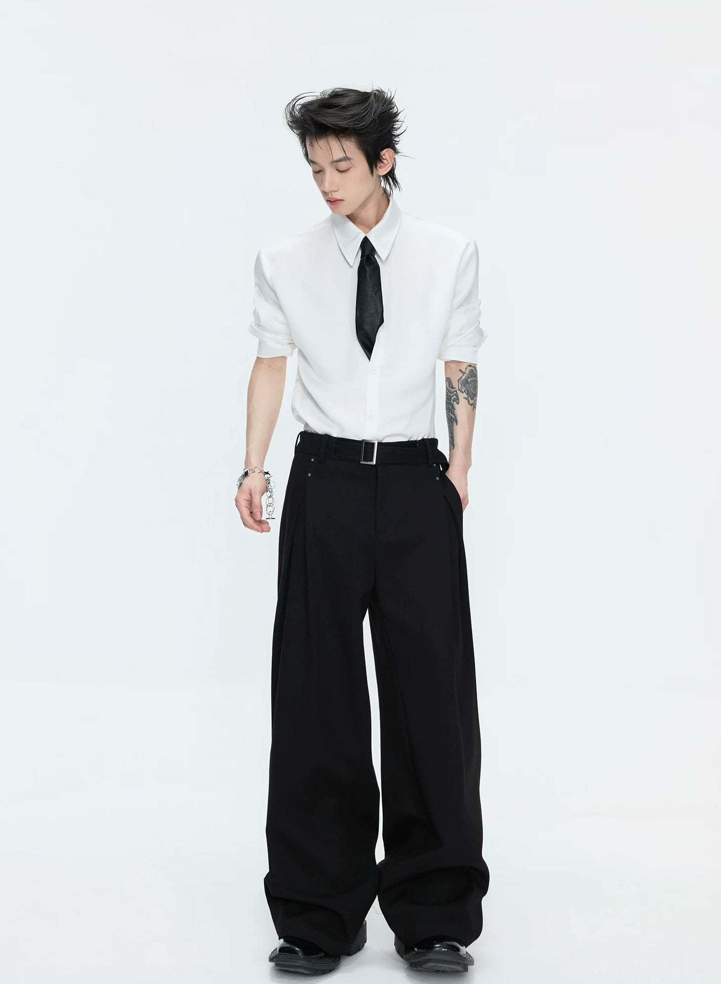 【26s May】Asymmetric Layered Cropped Shoulder Jacket Set