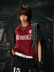 Red Black Contrast Jersey Tee