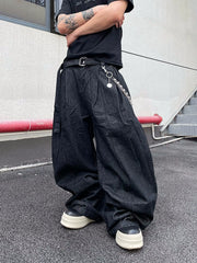 【25s Jun.】Distressed Drape Loose Scimitar Jeans