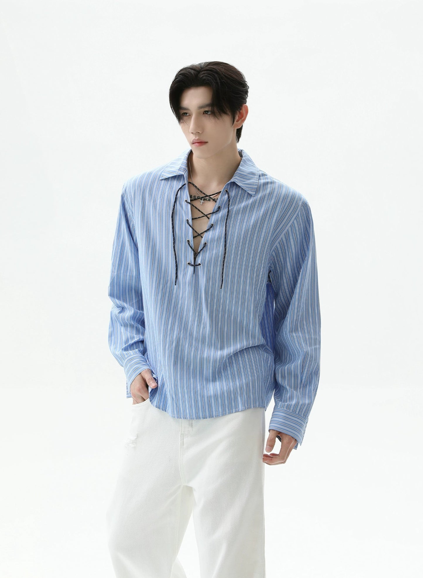 【25s Sep.】Cleanfit Drawstring Striped Shirt