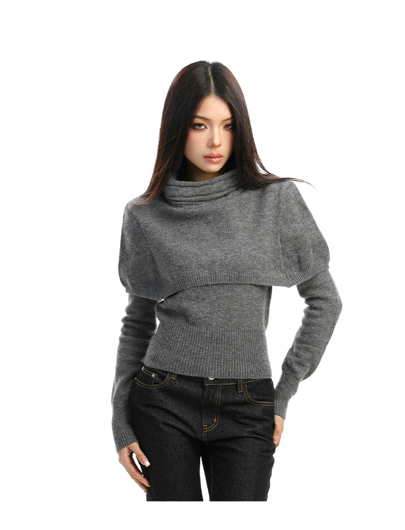 【25s Dec.】Detachable Cape Shawl Sweater