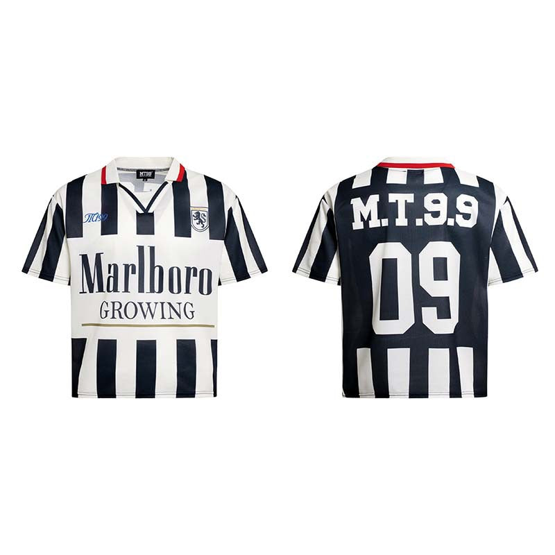 Vintage Letter Stripe Polo Jersey