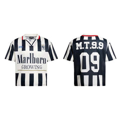Vintage Letter Stripe Polo Jersey