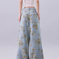 【25s Jul.】Vintage Printed Loose Draped Floor-Length Wide Jeans