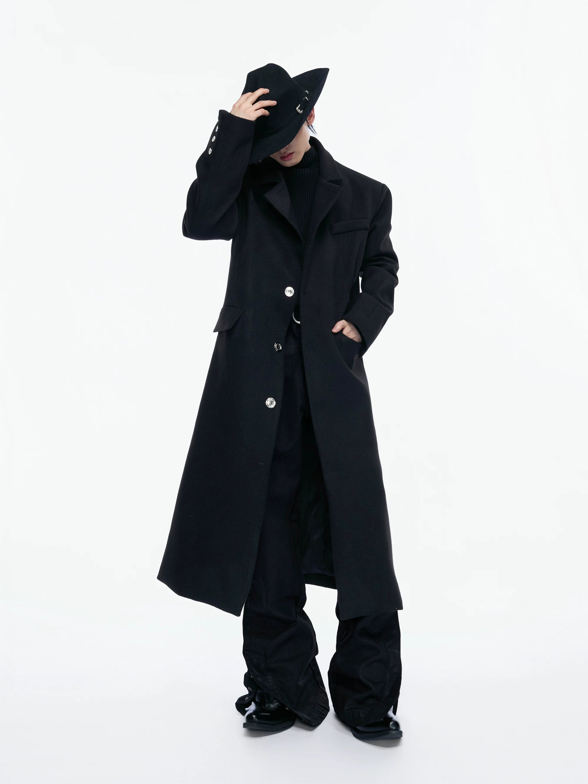 Power Collar Wool Blend Coat