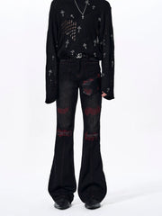 【26s Mar.】Flared Red Striped Jeans