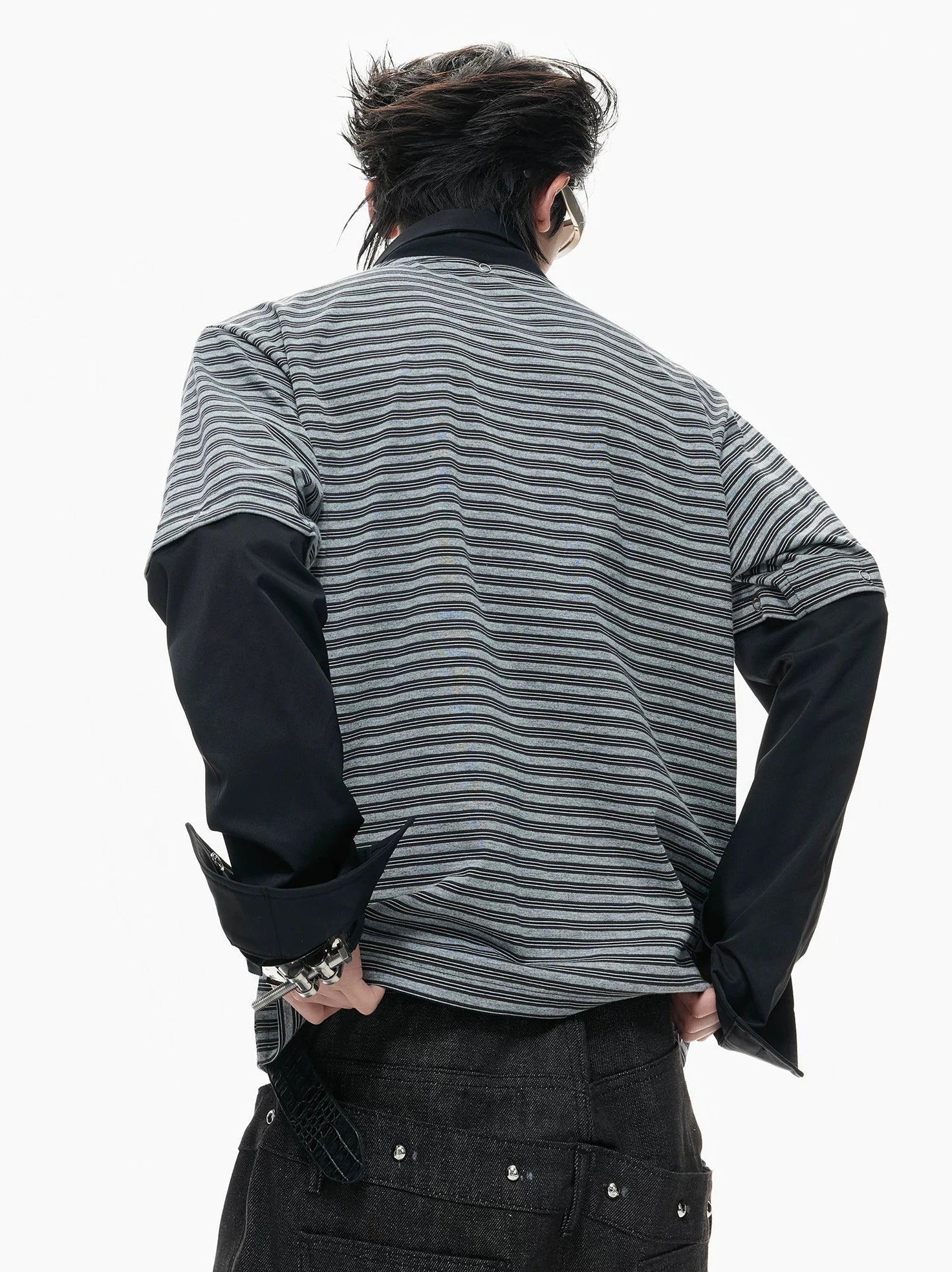 【26s Apr.】Contrast Stripe Convertible Layered Polo Shirt