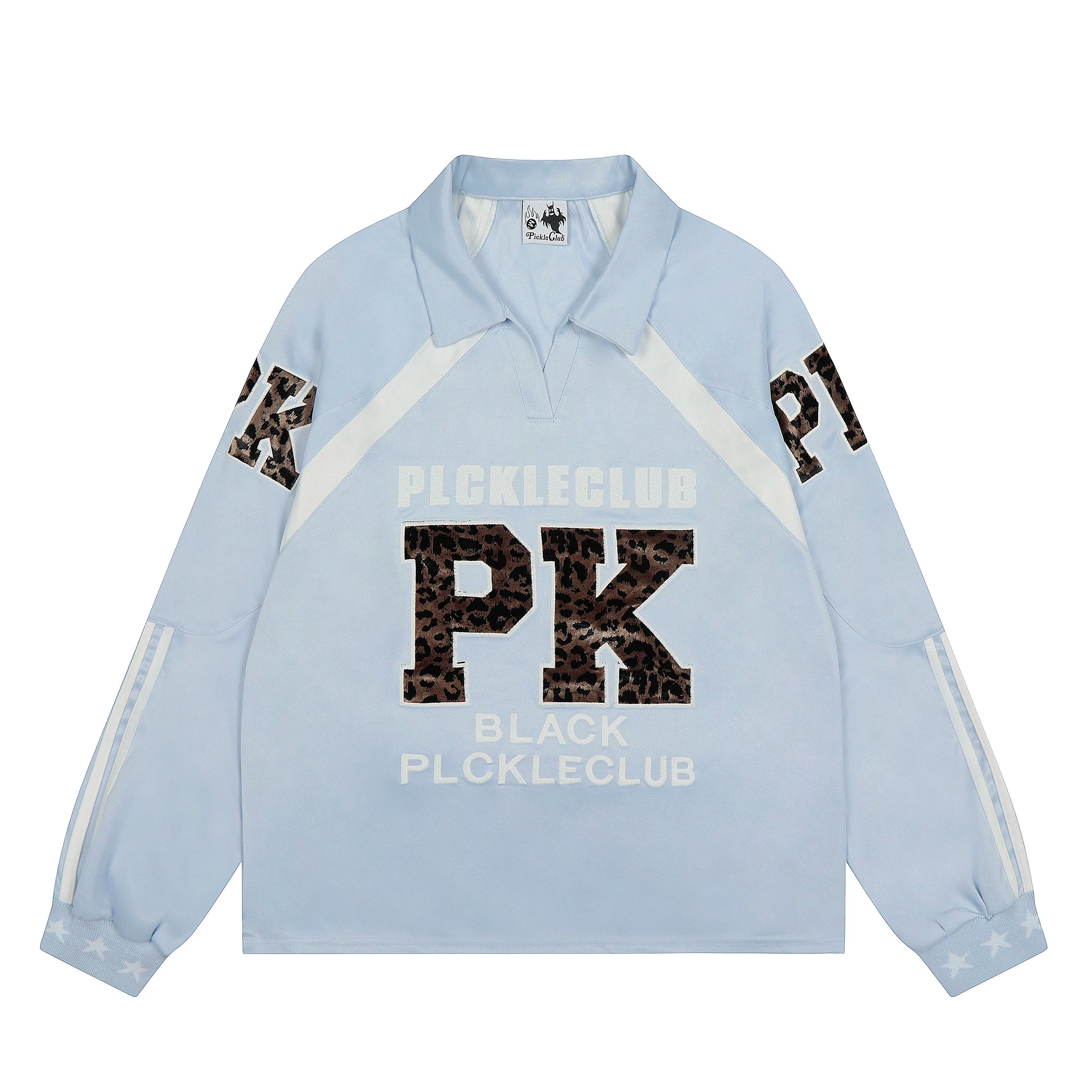 【26s Apr.】Leopard Stripe Oversized Polo Long Sleeve Tee