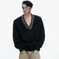 【25s Sep.】Diamond-embellished Diamond-patterned V-neck Sweater