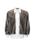 【25s Oct.】Faux Fur Patchwork Design Plush Warm Shirt