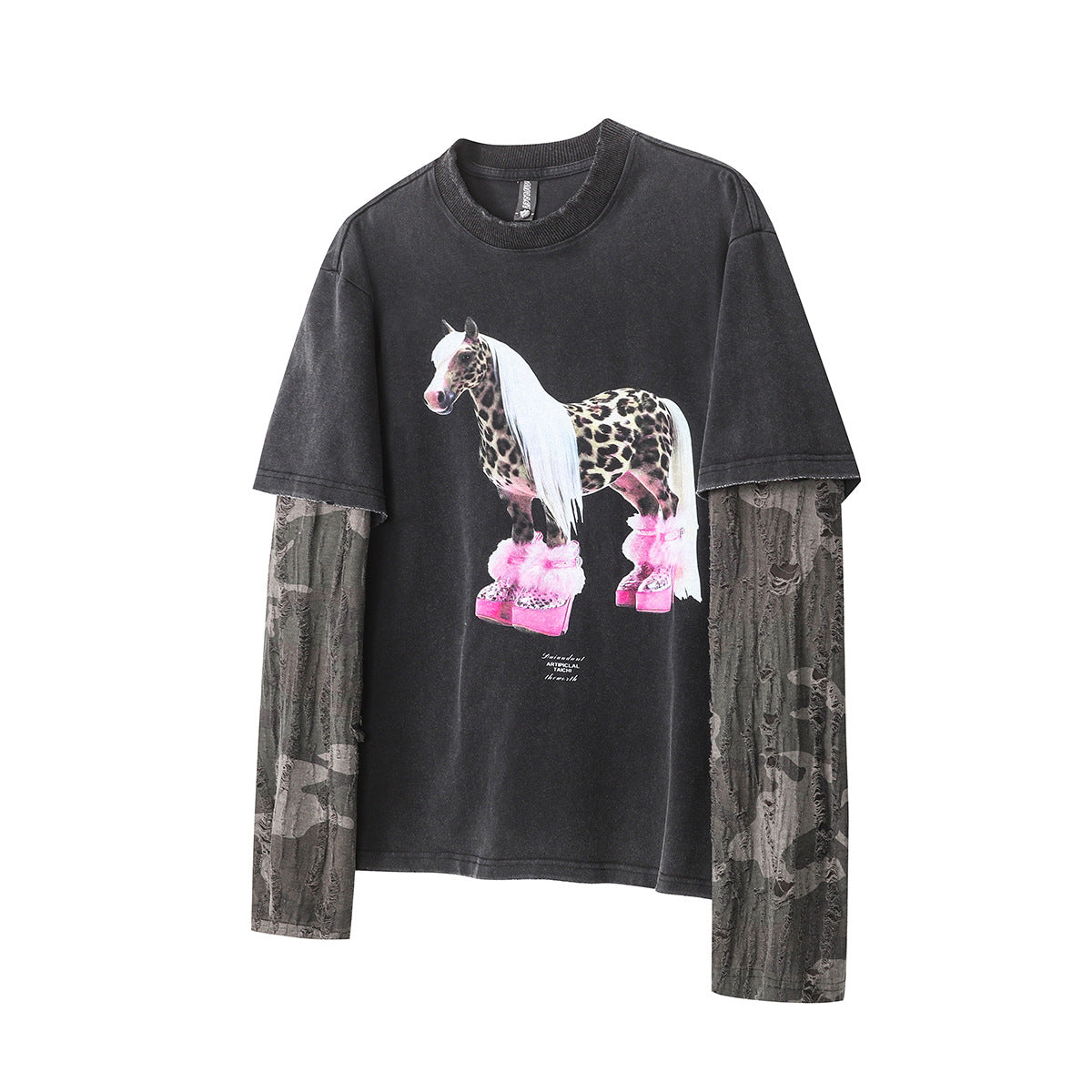 Layered Distressed Washed Long Sleeve Tee
