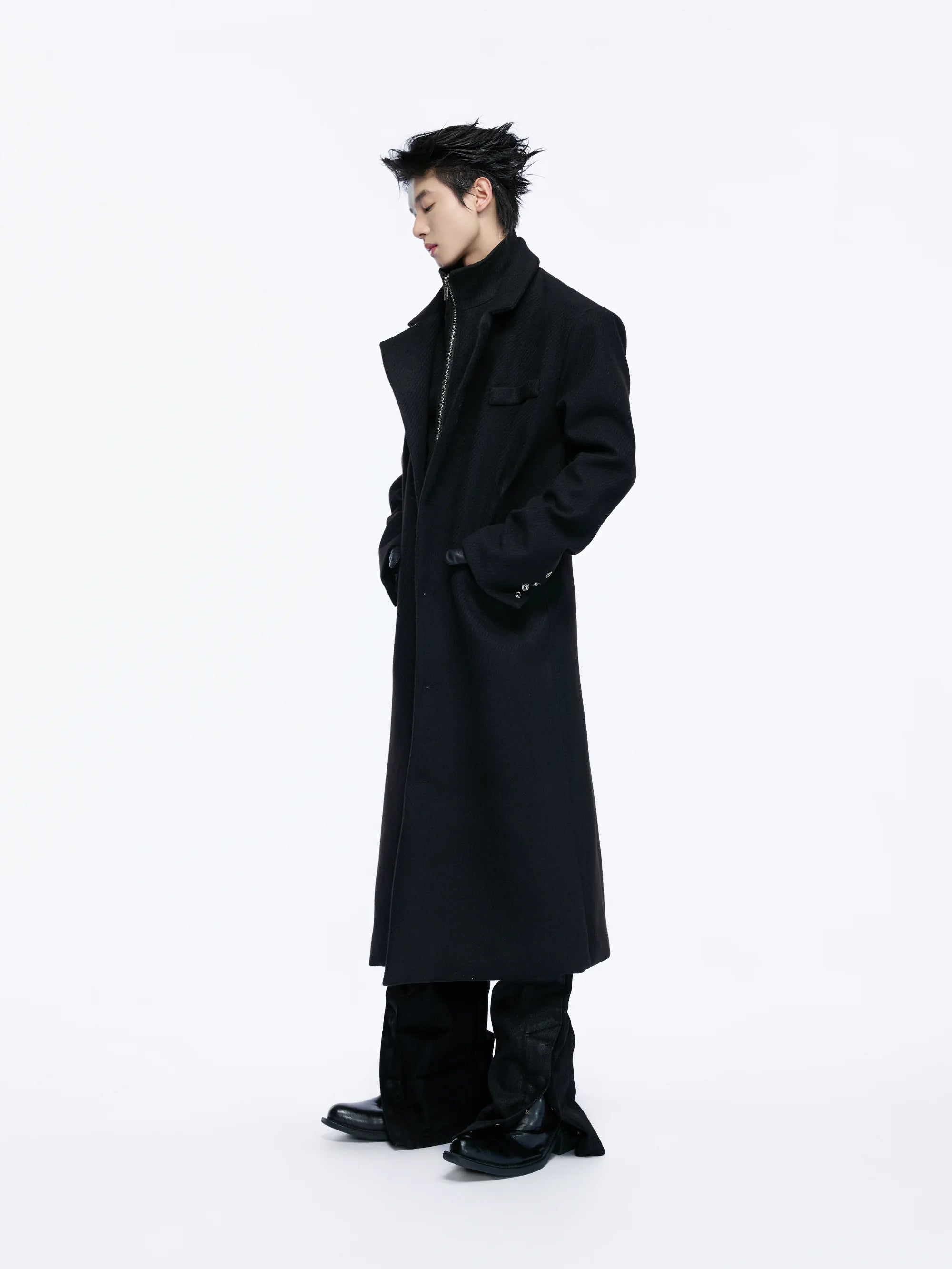 Power Collar Wool Blend Coat