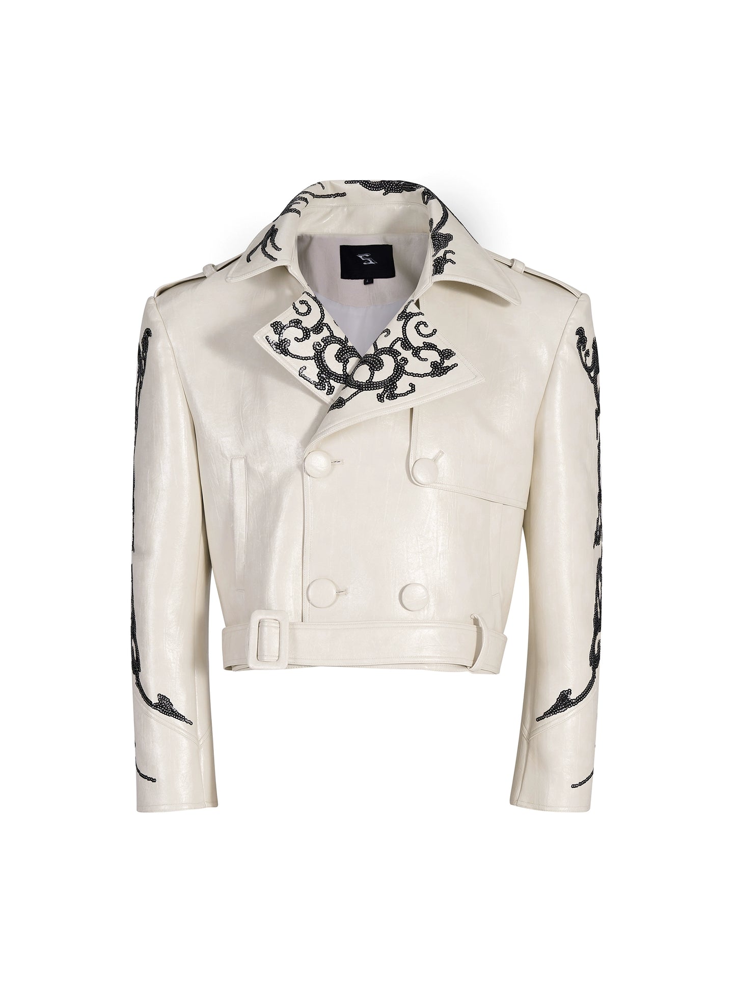 【25s Oct.】Cool Motorcycle Sequined Cropped Leather Jacket