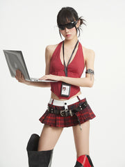 【25s Aug.】Black Backless Halter Corset Top