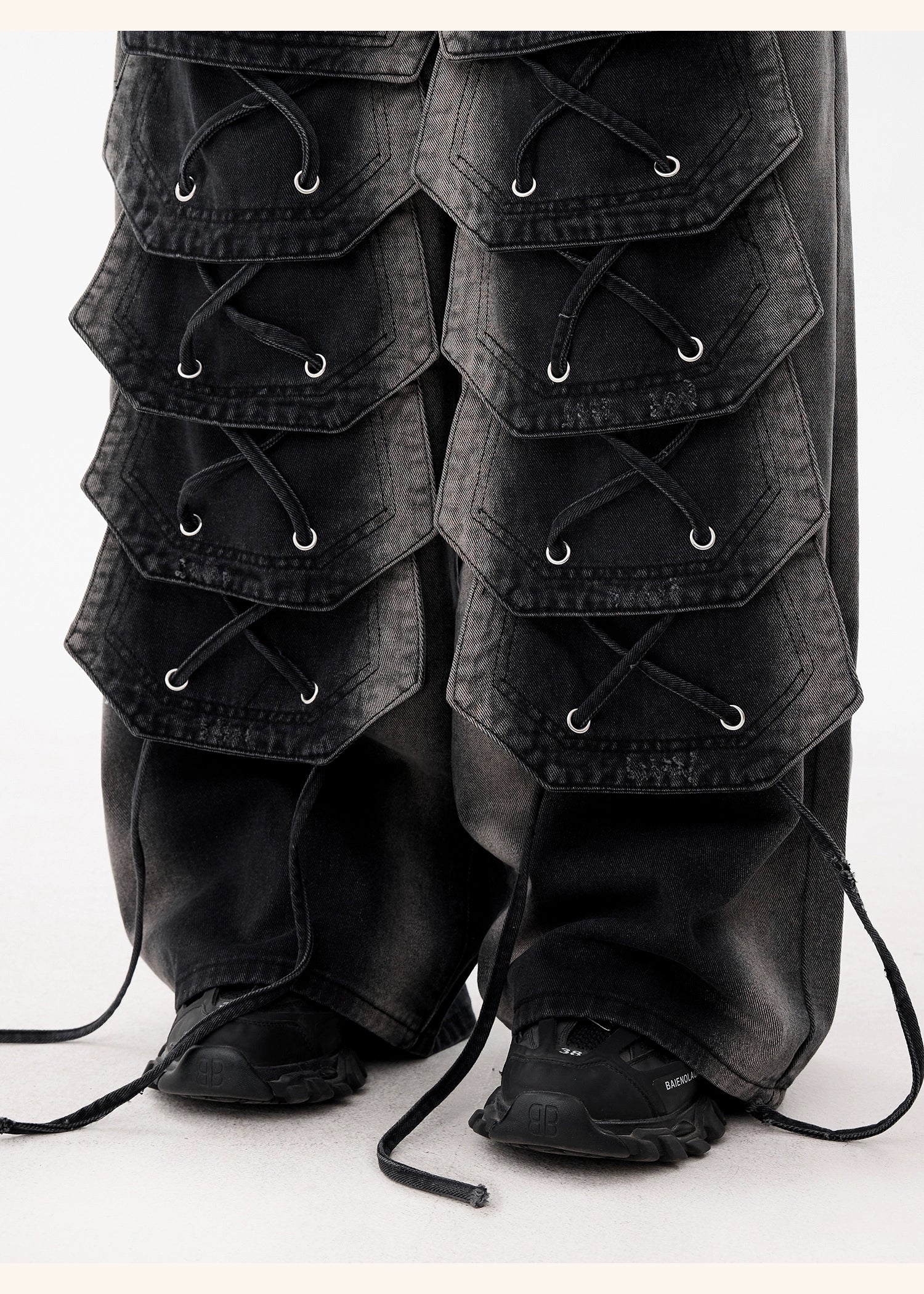 【25s Dec.】Distressed Patchwork Punk Wasteland Style Jeans