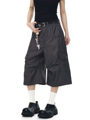 【25s Jul.】Ruched Wide-Leg Cargo Shorts
