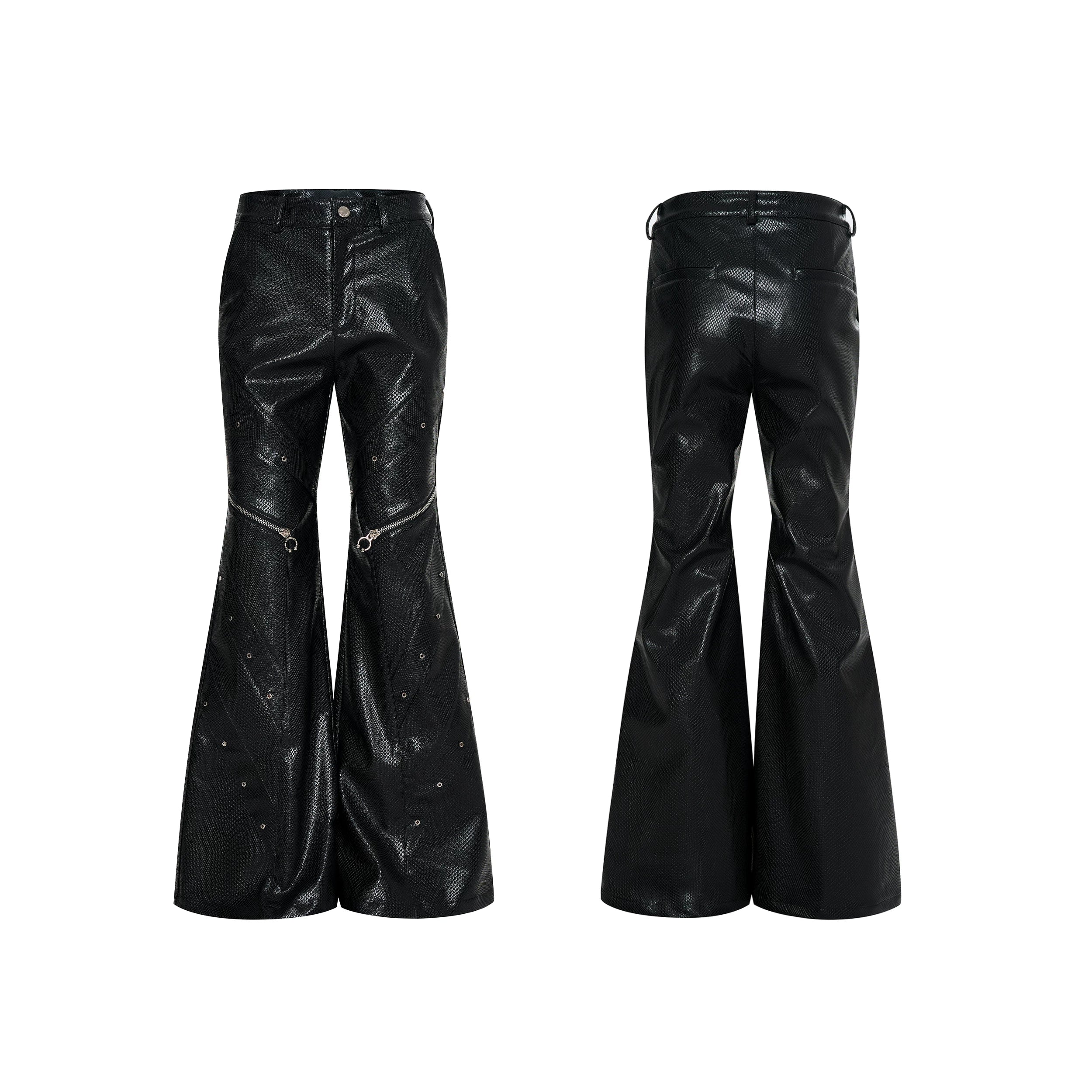 【26s Jan.】Textured Snakeskin Flared Leather Pants