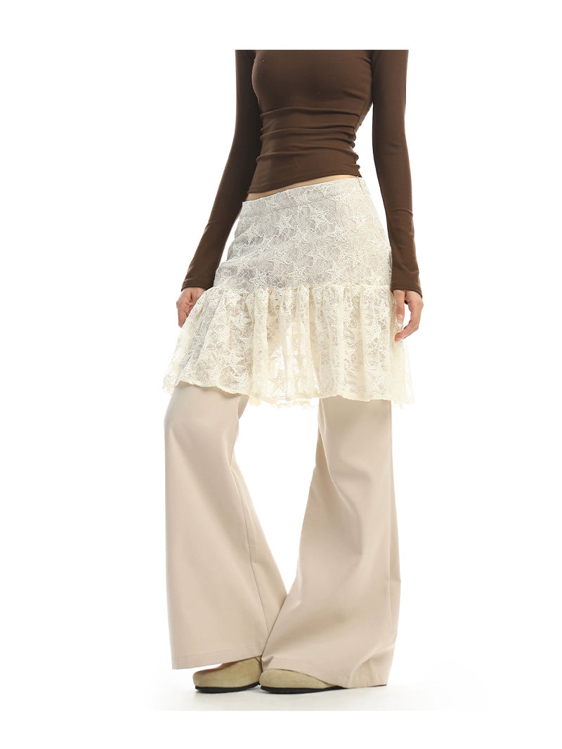 【25s Dec.】Lace Skirt with Casual Pants