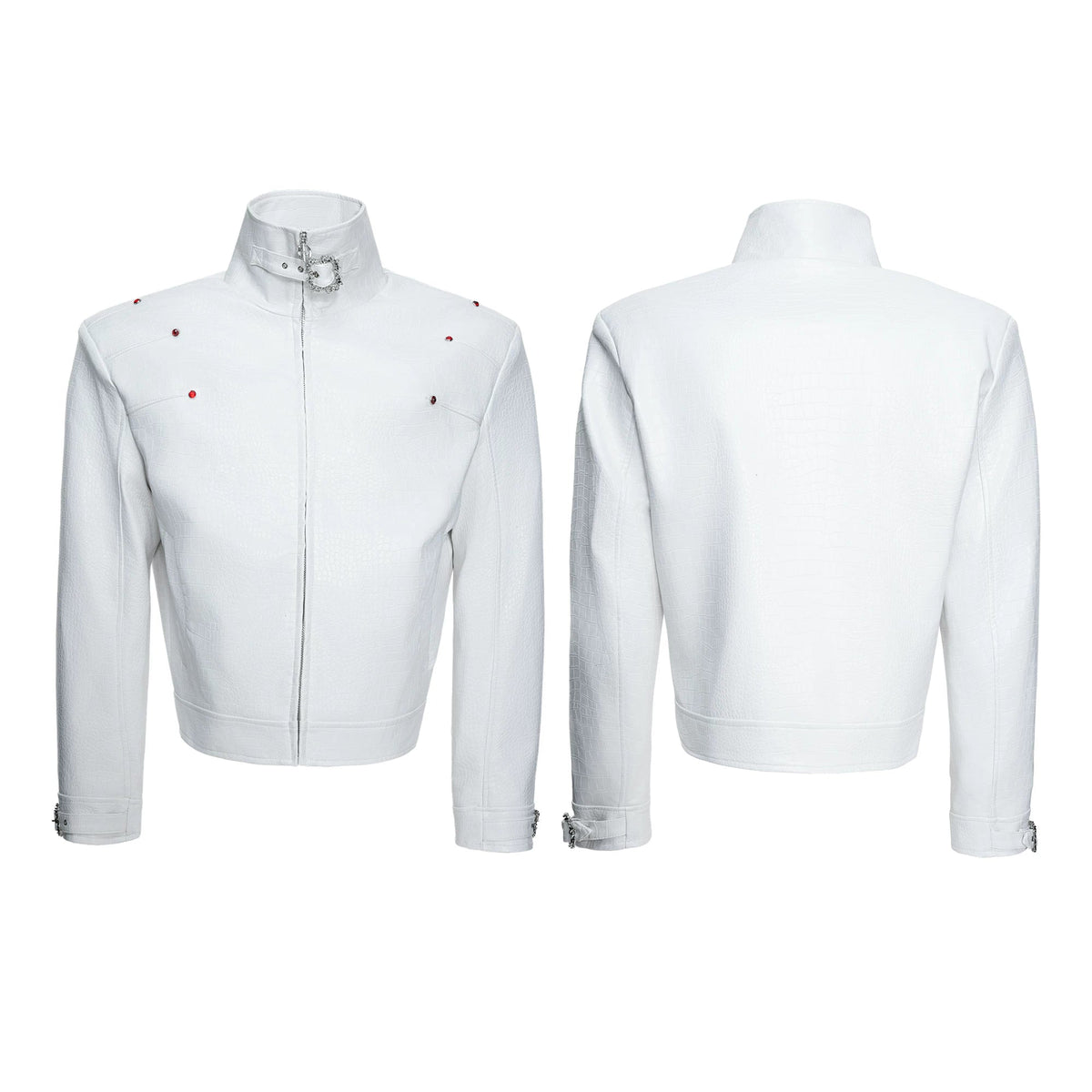 Crocodile Texture Stand Collar Jacket