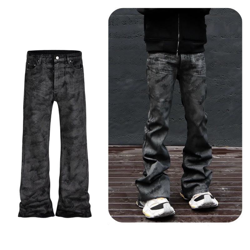 【25s Aug.】Vintage Coated Waxed Flared Jeans