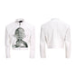 【25s Oct.】Portrait Print Cropped Leather Jacket