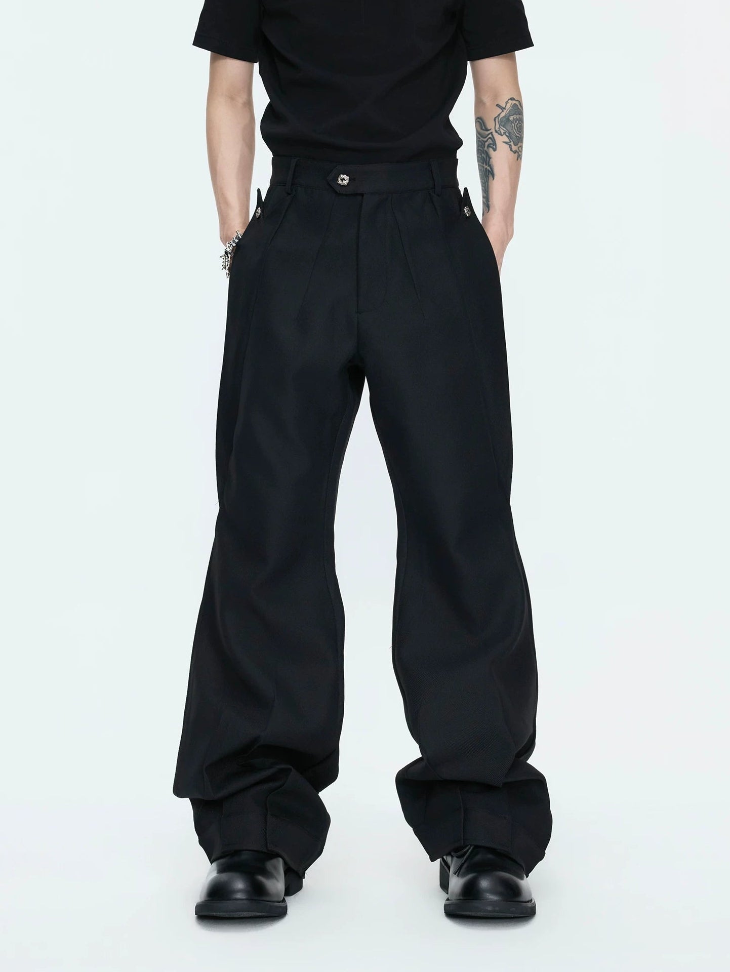 【26s Apr.】Layered Stand Collar V-Neck Structured Jacket / Pants