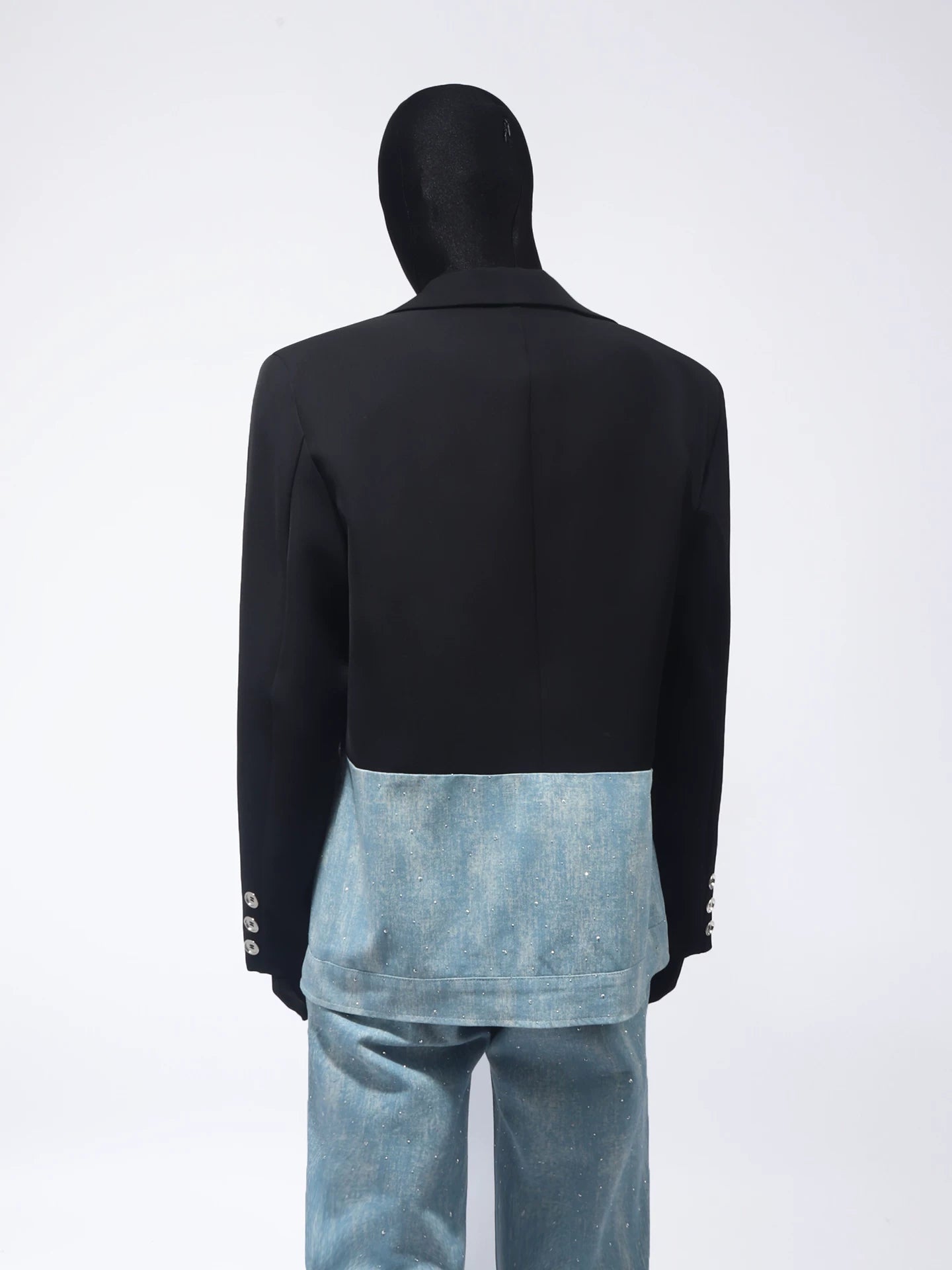 【26s Apr.】Black & Blue Panel Wide-Leg Suit Set